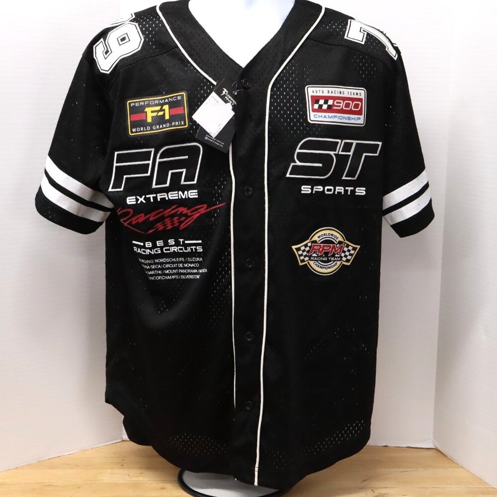 NWT Copper Rivet Black Racing Jersey Size Medium Streetwear